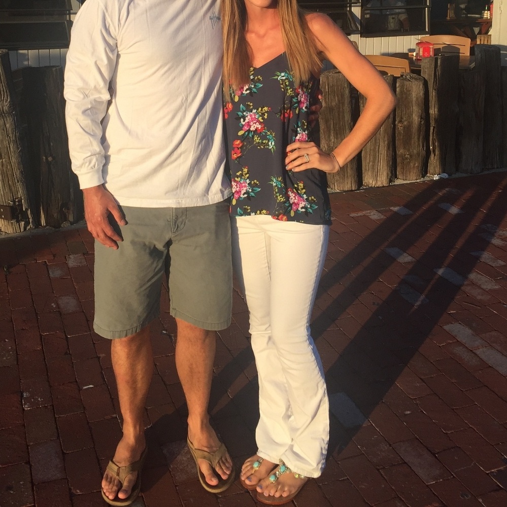 Anne Taylor Loft white flare jeans